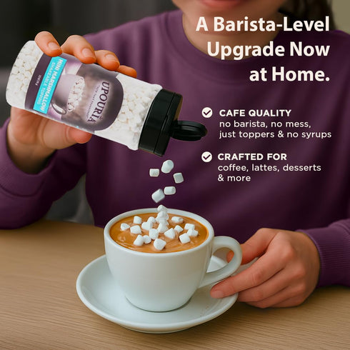 2.5oz Upouria Mini Marshmallow Beverage and Dessert Topper, Rich Flavor Enhancer for Coffee, Hot Chocolate, Ice Cream