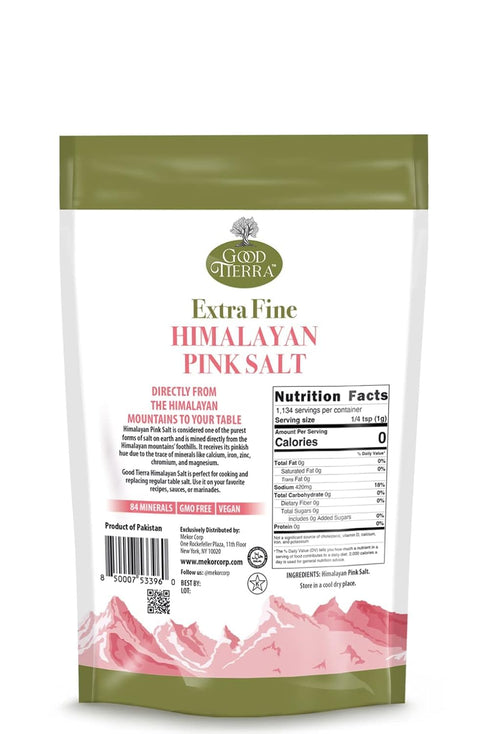 1 Lb (12 Pack 12 Lbs) Good Tierra Himalayan Pink Salt Pouch - Extra-Fine Grain - - - Kosher - Non GMO