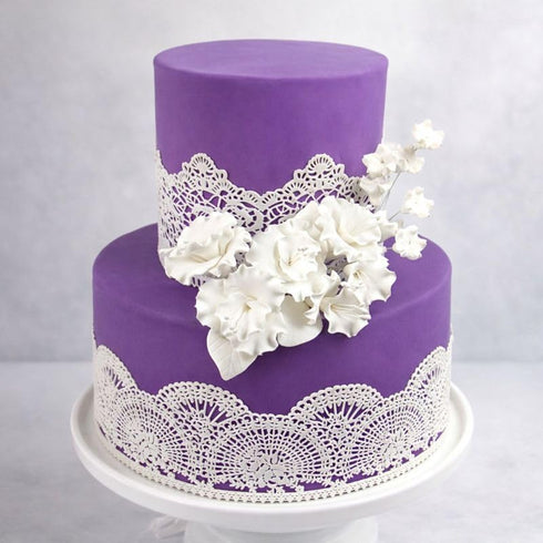 1 Count Sugar Blossom Cake Spray Gumpaste Flowers for Cake Decorating White Cherry Blossoms with Green Leaves by Chef