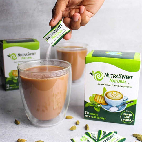 NutraSweet Natural Zero Calorie Stevia Sweetener, Sugar Substitute with Sugar-Like Taste, 70 Count Packets