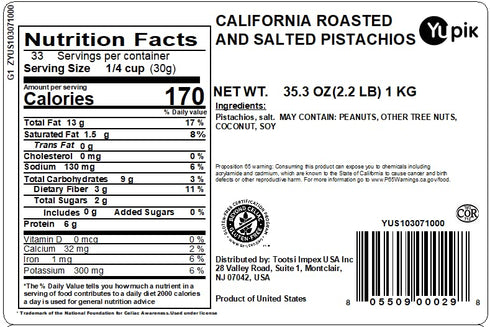 2.2 lb (35.2 oz), Yupik Dry Roasted Salted Pistachios, In Shell, Gluten-Free, Kosher, Crunchy Nuts from California