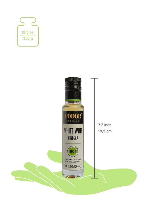 3.4 Oz. 100% PDR Premium White Wine Vinegar - fl. - Natural, Aged in Oak Barrels, Fermented, Unfiltered, Vegan