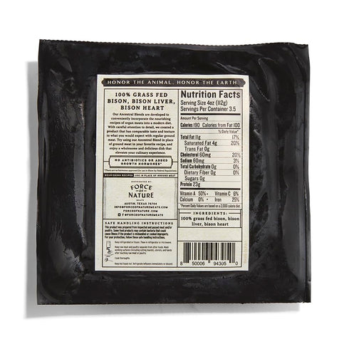 14 OZ Force of Nature Meats Ground Bison, Liver, Heart