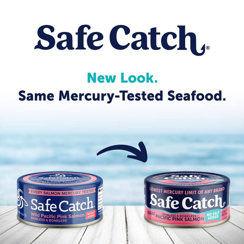 6 Pack 5oz Safe Catch Wild Pacific Pink Salmon Canned Wild-Caught No Salt Added Skinless Boneless Salmon Fish Mercury