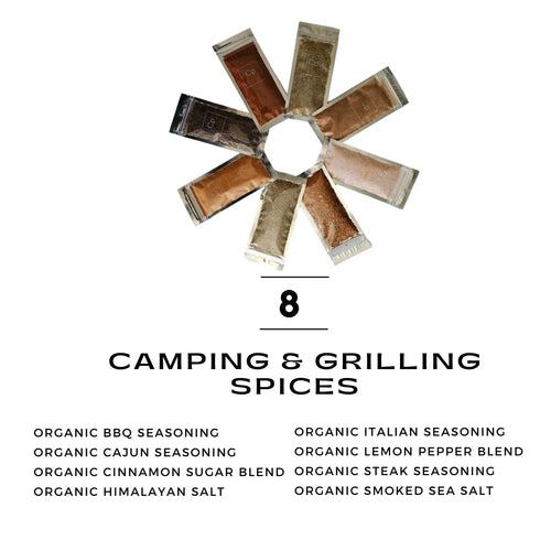 Set 8 Cpise ORGANIC Camping Spice with Essential Spices for Camping & Travel