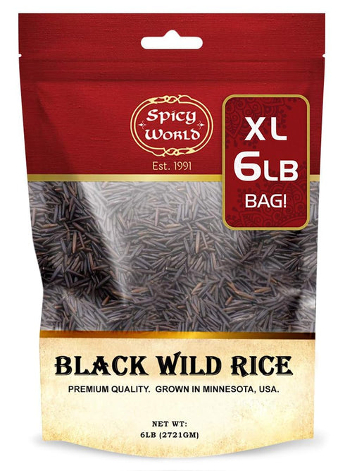 Spicy World Minnesota Grown Black Wild Rice 6 Pound Bag - Premium Quality, All