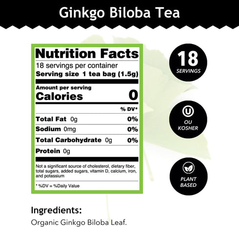 Buddha Teas Ginkgo Biloba Organic Herbal Tea - 18 Tea Bags for Cognitive Balance & Overall Health