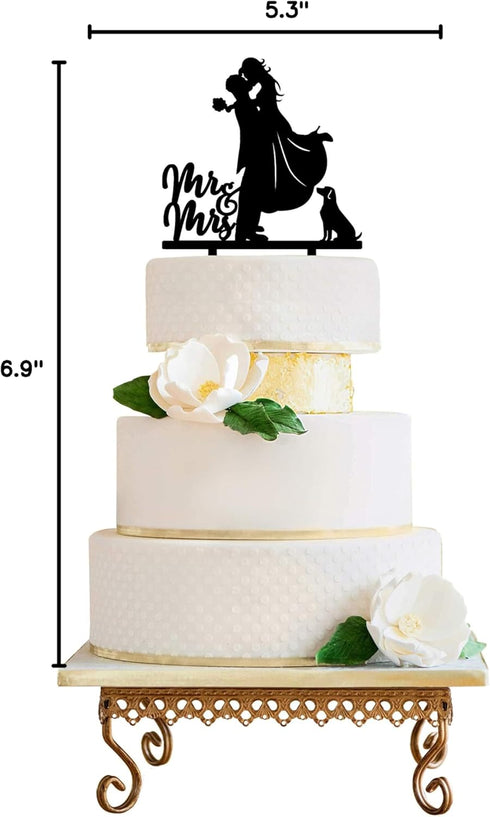 LOVENJOY 5.3" Wedding Cake Topper with Dog, Gift-Boxed for Celebrations