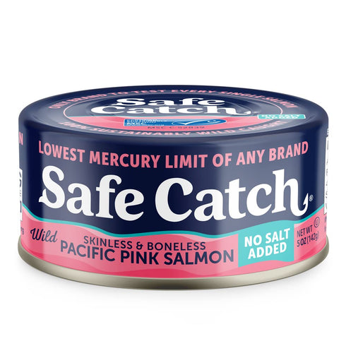 6 Pack 5oz Safe Catch Wild Pacific Pink Salmon Canned Wild-Caught No Salt Added Skinless Boneless Salmon Fish Mercury