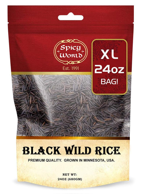 Spicy World Minnesota Grown Black Wild Rice 24oz Bag (1.5LB) | Premium Quality |