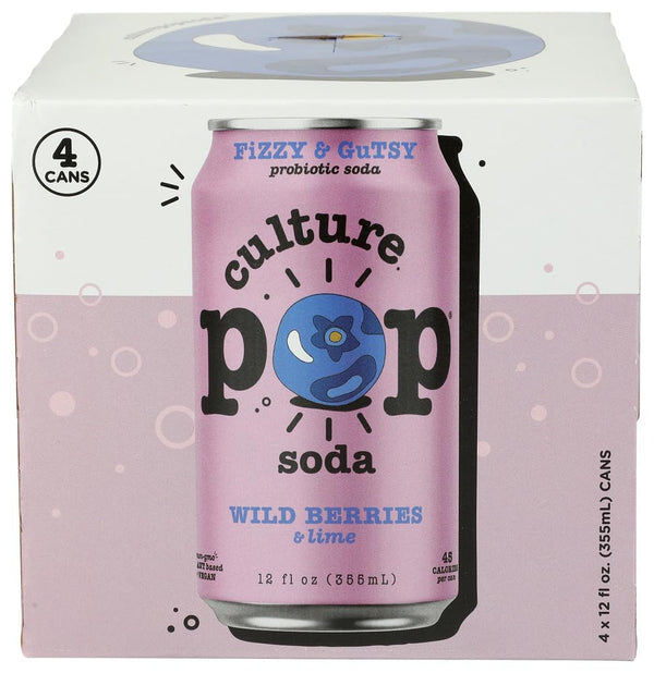Culture Pop Soda Wild Berries Probiotic Soda 4pk, 12 FZ