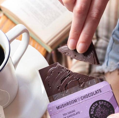 70% 100% Organic Lion's Mane Mushroom Dark Chocolate Bar | Functional Mushroom Supplement | Fruiting Body Extracts |