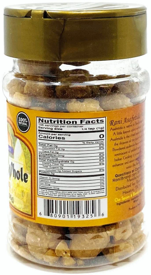 Rani Asafetida (Hing) Whole 3.75oz PET Jar - All Natural, Salt Free, Vegan, Non-GMO Indian Spice