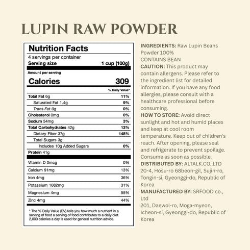 Lupinery Non-GMO Lupin Bean Meal Flour - Gluten-Free & Plant-Based Protein