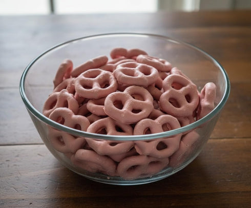 DM Sweets 1 lb Cherry Yogurt Coated Pretzels - of Fresh Gourmet Sweet Creamy Covered Dipped Pretzels