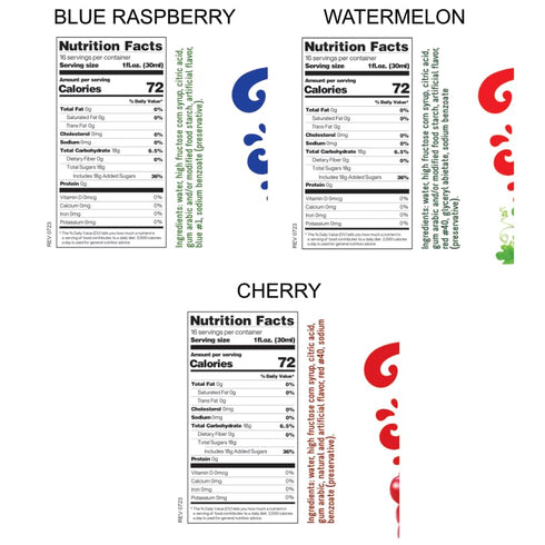3-Pack 16.9 Time For Treats Cherry, Blue Raspberry, Watermelon Syrup Fluid Ounce Per Bottle for Snow Cones, Homemade