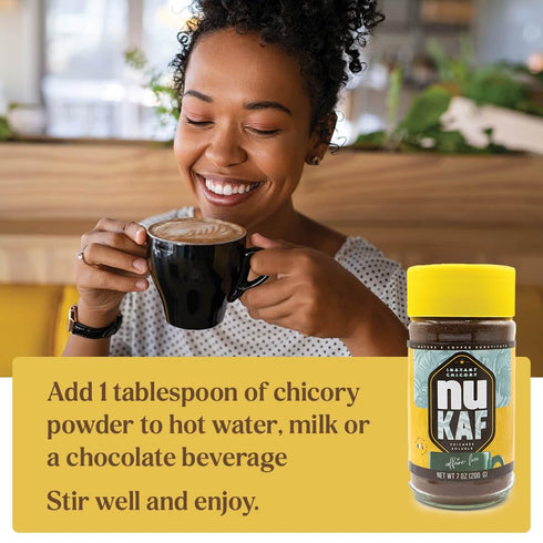 100% 7oz nuKAF By Gourmanity Instant Chicory Coffee Alternative, Brews Like Regular Coffee, All Natural Chicory Root