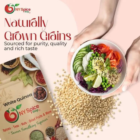 3 NY Spice Shop White Quinoa - Pound Whole Grain Tan Quinoa Seeds - Raw & Naturally Cleaned - Ideal for Cooking Baking