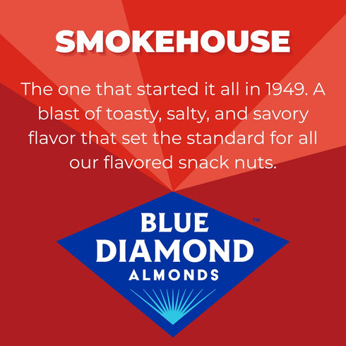 16 Oz (Pack 1) Blue Diamond Almonds Gluten Free Smokehouse Flavored Snack Nuts, Resealable Bag