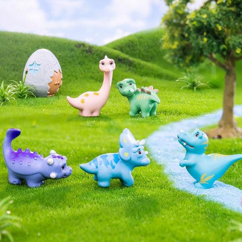 5 Set Playset Pcs Lovely Dinosaur Figure Animal Toys Cake Topper, Micro Landscape Decor Fairy Garden Miniature Dinosaur