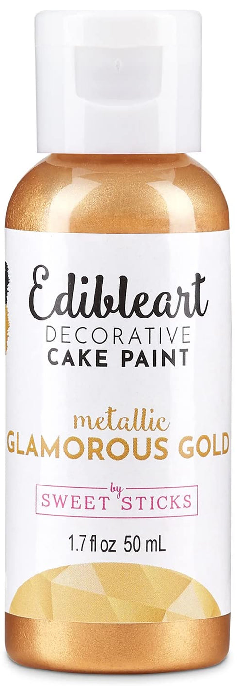 Sweet Sticks Edible Art Decorative Cake Paint, 1.7 Ounce (50 Milliliters), Metallic Glamorous Gold
