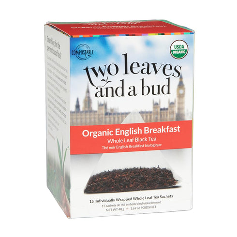Two Leaves and a Bud Organic English Breakfast Tea Bags, Caffeinated Whole