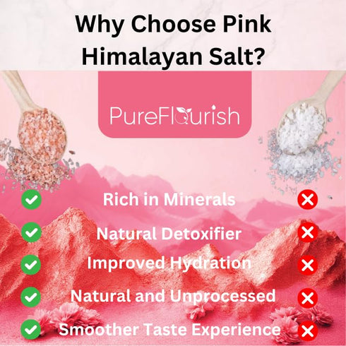 Pure Flourish 1kg 100% Pink Himalayan Salt (Coarse) PREMIUM UNREFINED | NATURAL | GLUTEN FREE | VEGAN | VEGETARIAN |