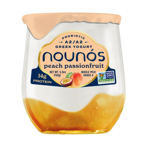 Nounos Creamery Peach Passion Fruit Greek Yogurt, 5.3 OZ