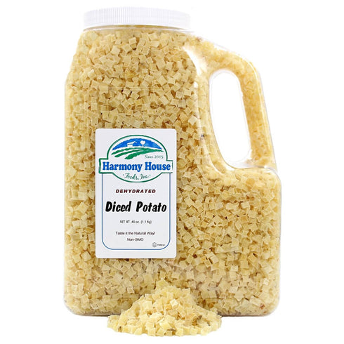 40 Harmony House Foods Dehydrated Diced Potatoes - Dried Potato Pieces, For Hash Browns, Stews, Soups, Home Fries