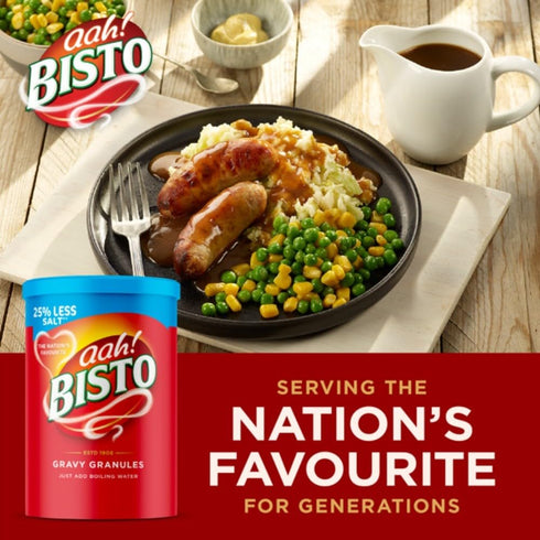 190 (Pack 1) Bisto Reduced Salt Beef Gravy Granules, Great with Beef g Drum