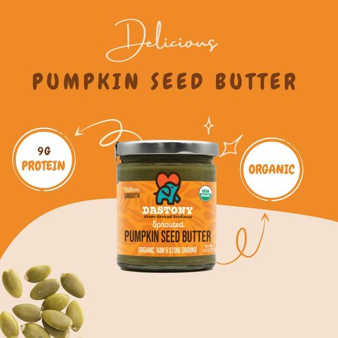8 oz Pack 3 Dastony Organic Raw Sprouted Pumpkin Seed Butter, | Only One Ingredient | Vegan, Paleo and Keto Friendly