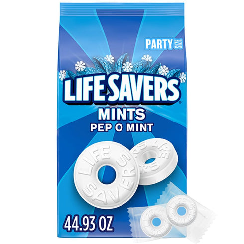 LIFE SAVERS Pep-O-Mint Peppermint Hard Candy Individually Wrapped, Party Size Bulk Hard