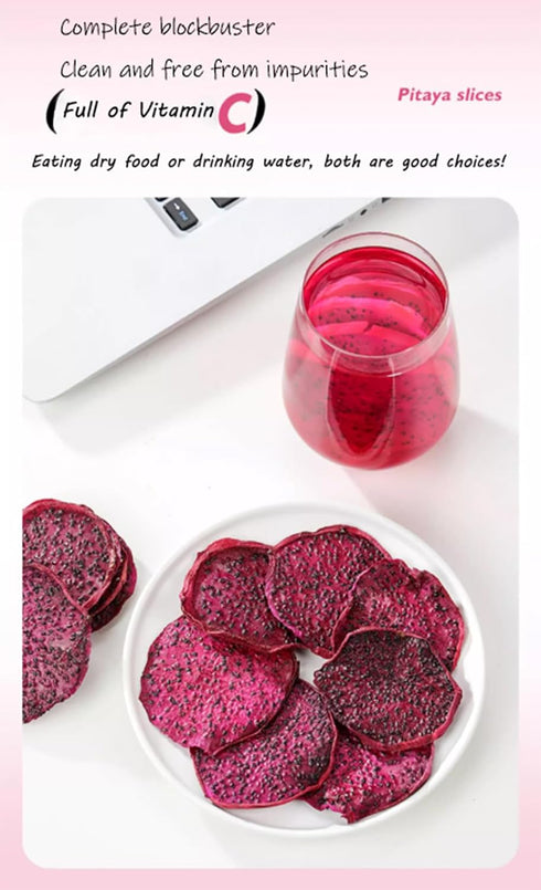 HanNainai 5oz/150g ,Dried Dragon Fruit Slices, Soft and Chewy, Dried Dehydrated Purple Dragon Fruit Slices Resealable