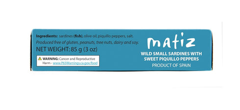 3 Matiz Sardinillas with Piquillo Peppers | Baby Sardines Ounce | Product of Spain | Wild Caught |