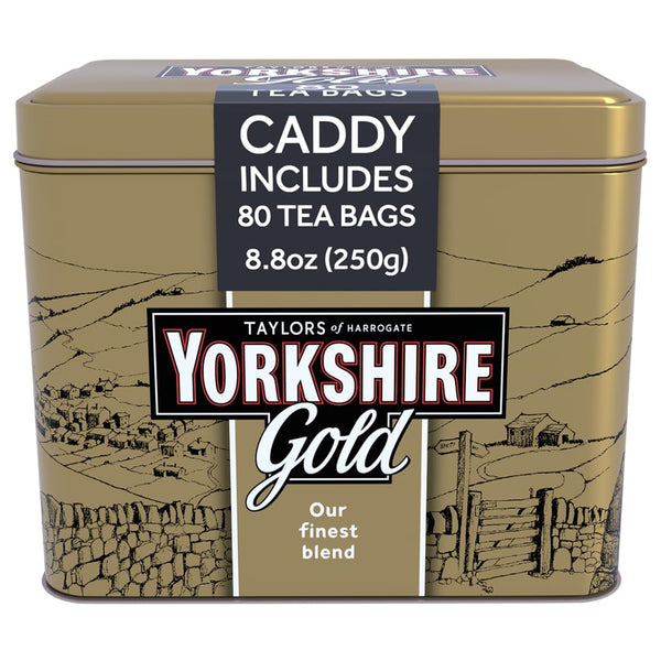 Yorkshire Tea, Gold, 80 Teabags, Gift Tin Caddy, Premium Blend, Rich, Smooth,
