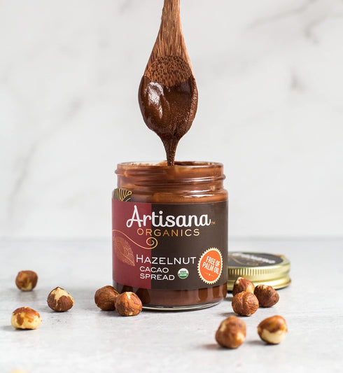 9.5 oz Artisana Organics Hazelnut Cacao Spread, | USDA Organic, No Palm Oil, Sweetened with Coconut Sugar