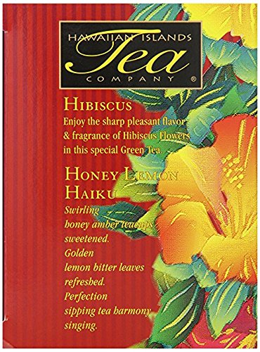 Hawaiian Islands Tea Company Hibiscus Honey Lemon Tropical Green Tea - All Natural, 20 Teabags