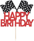 Sparkling Checkered Flag Cake Topper for Racing-Themed Birthdays