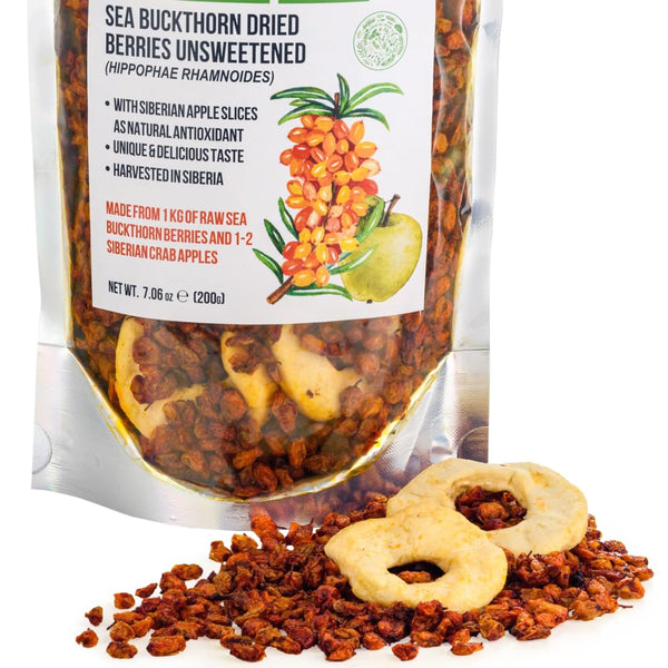 Siberian Sea Buckthorn Dried Berries 7.06 oz (200 g) Unsweetened Raw Natural Wild Harvested Hippophae Fruit, High