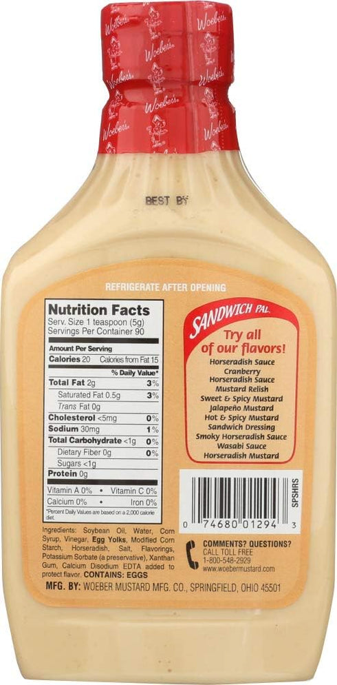 Woeber's Sandwich Pal Smoky Horseradish Sauce, 16oz