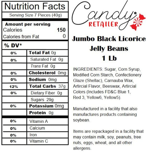 (1 Lb, Candy Retailer Jumbo Jelly Beans Black Licorice)