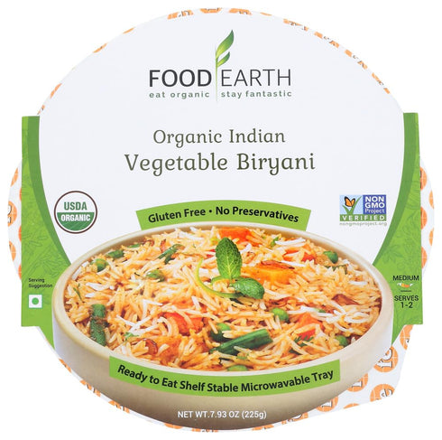 FOOD EARTH 2481547 7.93 oz Entree Organic Indian Vegetable Biryani