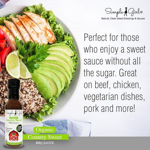 Simple Girl Country 12oz 3 Pack Organic BBQ Sauce - Carolina, Sweet, Southern Blend - Organic, Gluten Free, Vegan