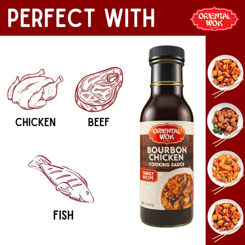 14 oz (2 Pack) Oriental Wok Bourbon Infused Chicken Sauce, Authentic Kentucky Bourbon, Savory & Sweet Blend, Ideal
