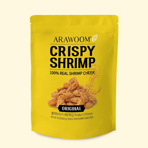ARAWOOM - 100% Real Black Tiger Shrimp Haed Crisps, Original Pack [16oz,