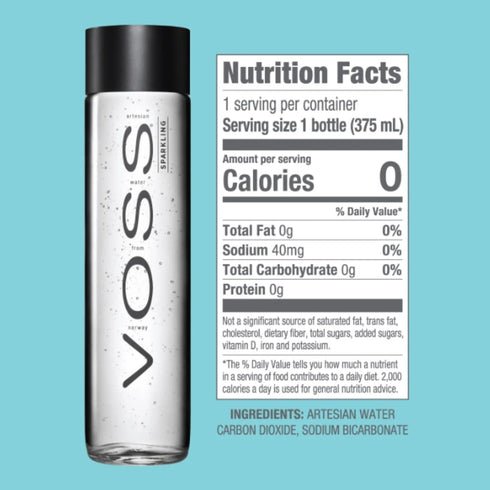 375 Ml 12.7 Oz (Pack 9) VOSS Sparkling Water From Norway Naturally Pure For A Crisp, Refreshing Taste, Glass Bottled
