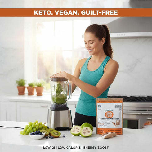 STEVIA SUPER LIFE 7oz 200g Super Life Monk Fruit Sweetener with Fiber Low-Glycemic Index, Diabetic-Safe
