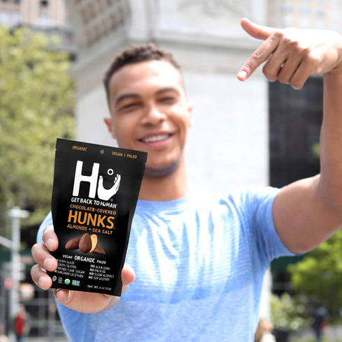2 Pack Hu Hunks Vegan Chocolate Covered Almonds With Sea Salt | | Non-GMO, Gluten Free, Paleo, Organic Dark Chocolate