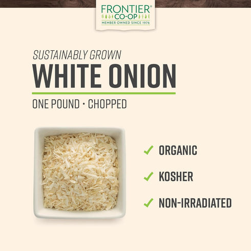 1 Frontier Organic Chopped Onion, Pound, Dried & Chopped Sweet Organic White Onion, Kosher, Sustainably Grown