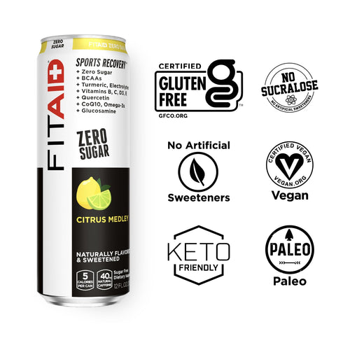 FITAID ZERO, Keto-Friendly, Number 1 Post-Workout Recovery Drink, Contains Zero Sugar, BCAAs,